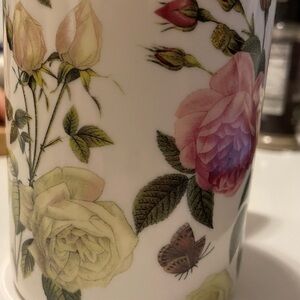Floral Ceramic Vase with Pink and Green Accents
